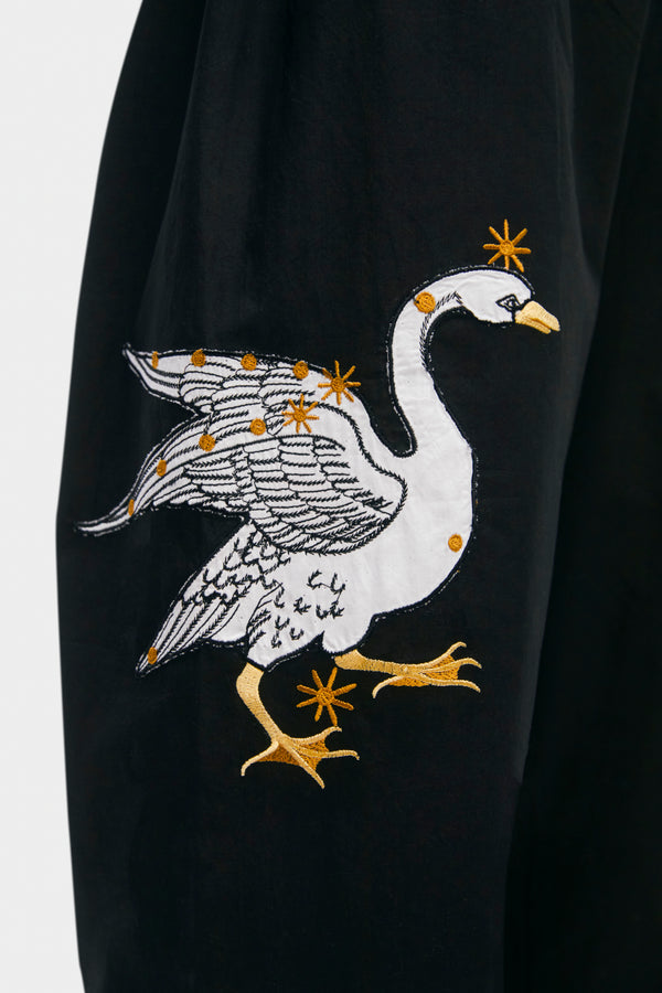 Sleeper Mystic Appliquéd Cotton Pants In Black