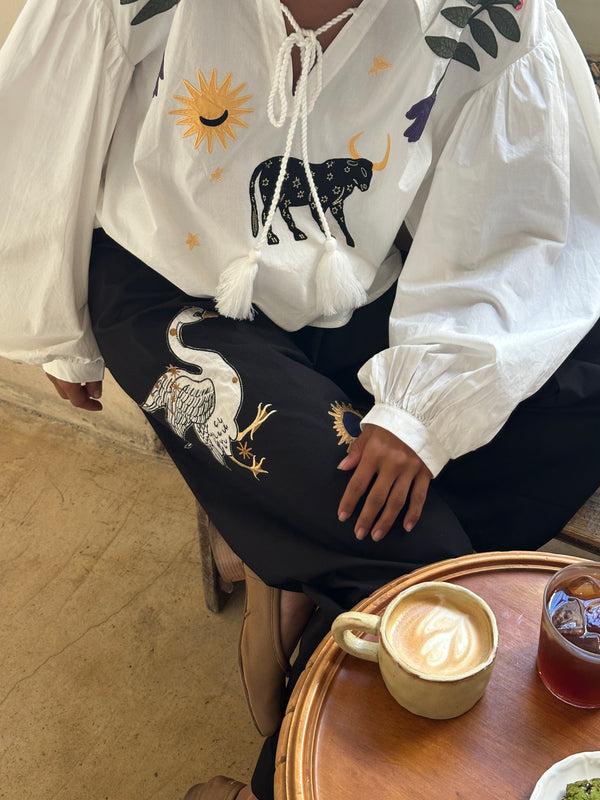 Sleeper Mystic Appliquéd Cotton Pants In Black