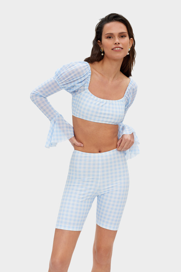 Sleeper Opera Bikini Top In Blue Vichy