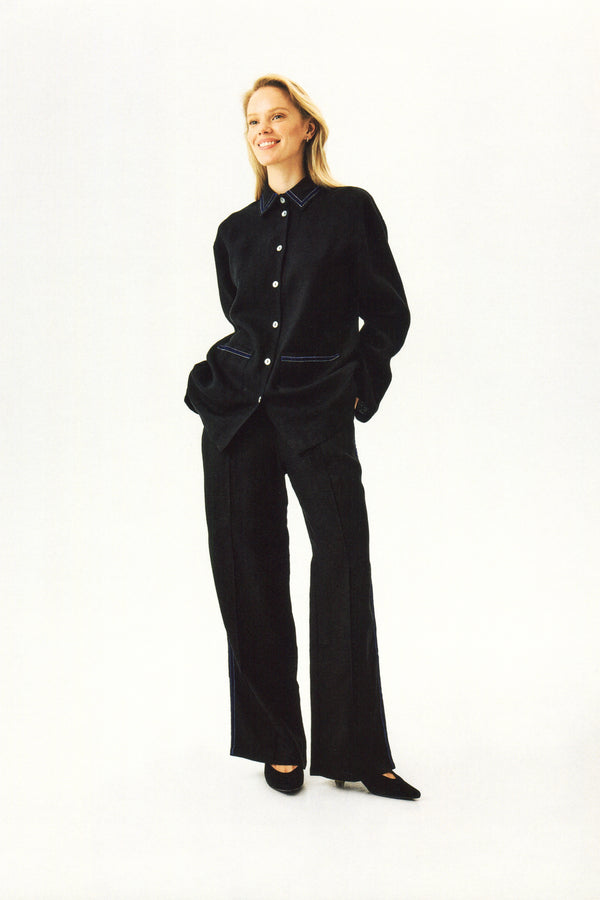 Sleeper Paros Linen Unisex Pajama Pants In Black