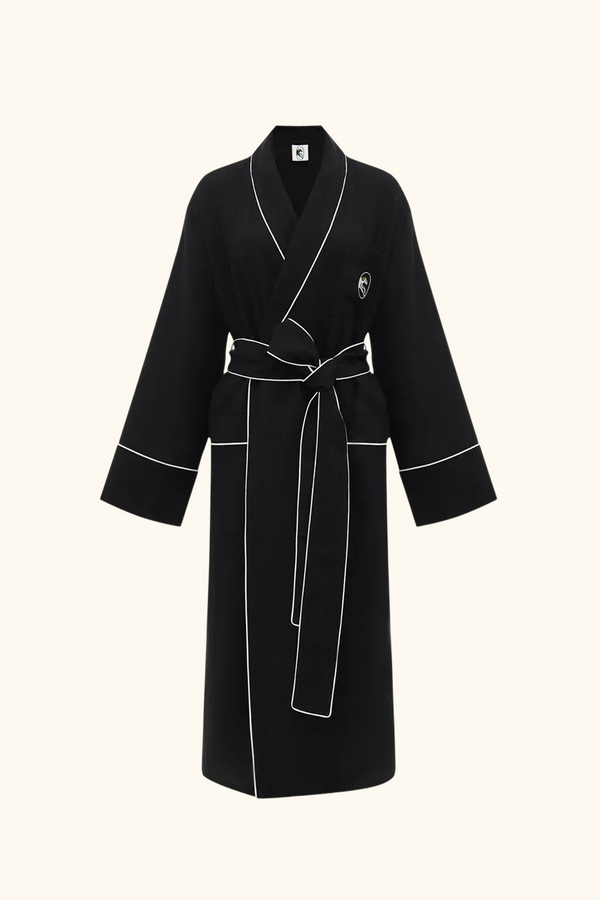 sleeper Paros Linen Unisex Robe in Black