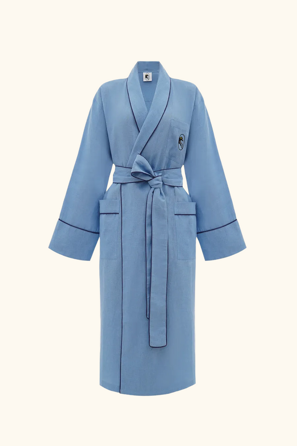 sleeper Paros Linen Unisex Robe in Blue