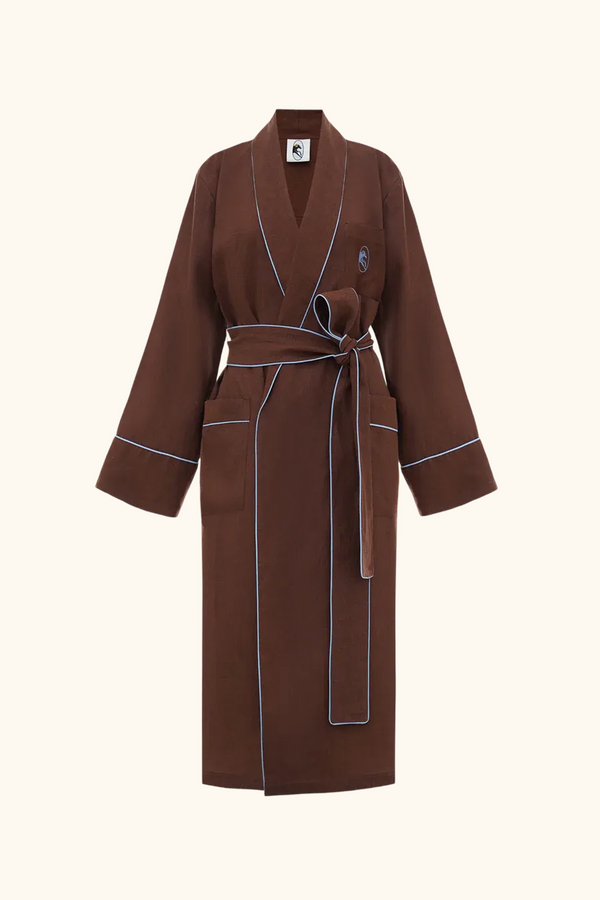 sleeper Paros Linen Unisex Robe in Brown