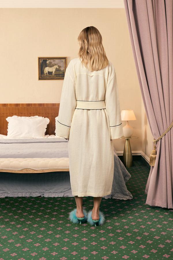 Sleeper Paros Linen Unisex Robe In Milk