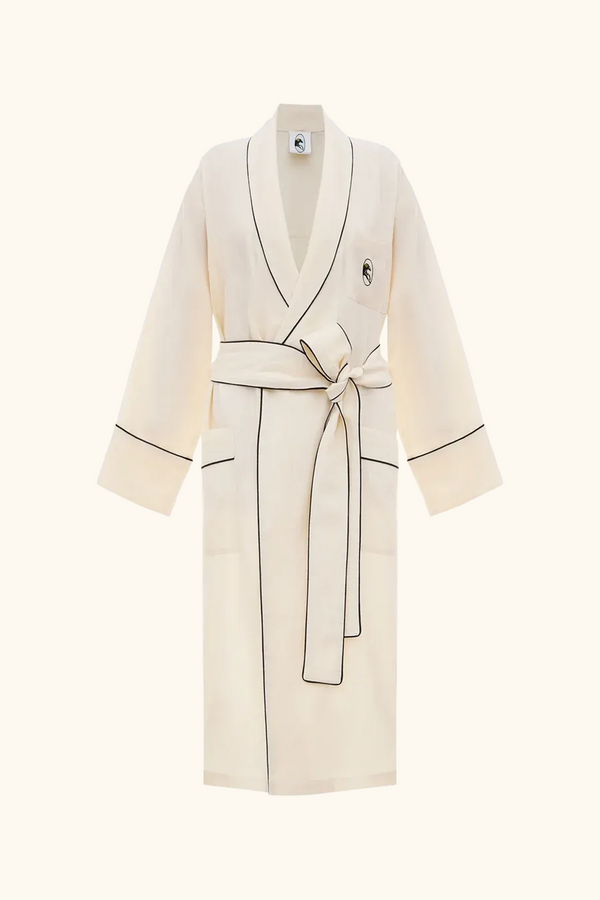 sleeper Paros Linen Unisex Robe in Milk