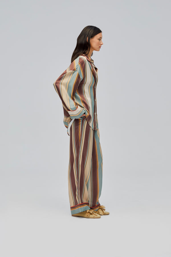 Sleeper Pastelle Oversized Pants In Sage Stripes