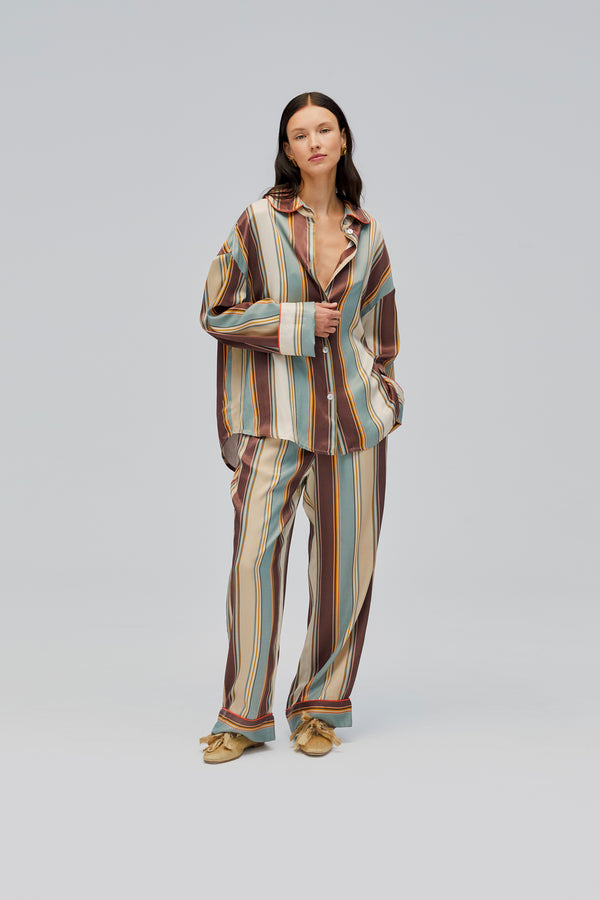 sleeper Pastelle Oversized Pants in Sage Stripes