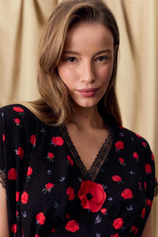 Sleeper Poppi Mini Dress In Poppies Print