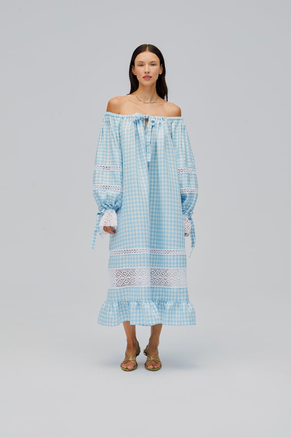 sleeper Romantica Lounge Dress in Blue Vichy