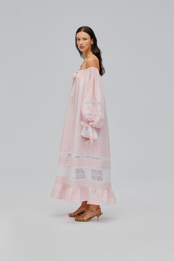Sleeper Romantica Lounge Dress In Pink Vichy