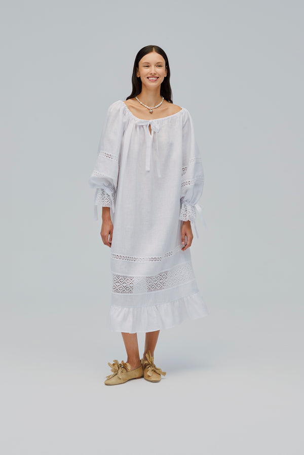 Sleeper Romantica Lounge Dress In White