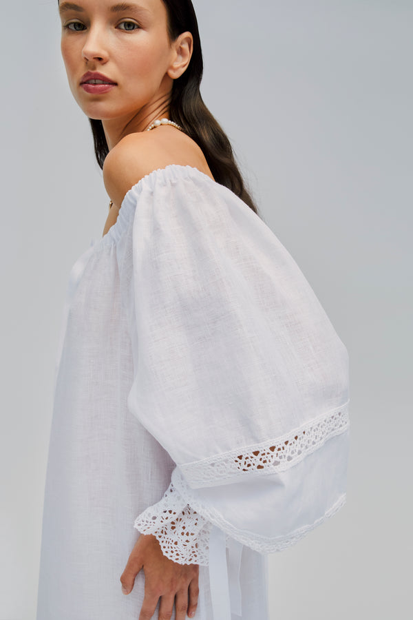 Sleeper Romantica Lounge Dress In White