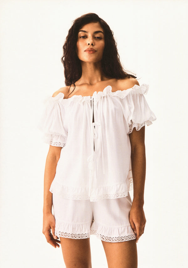 Sleeper Romantica Lounge Set With Shorts In White