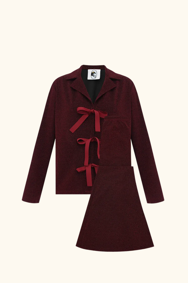 Sleeper Stardust Lurex Lounge Suit In Burgundy