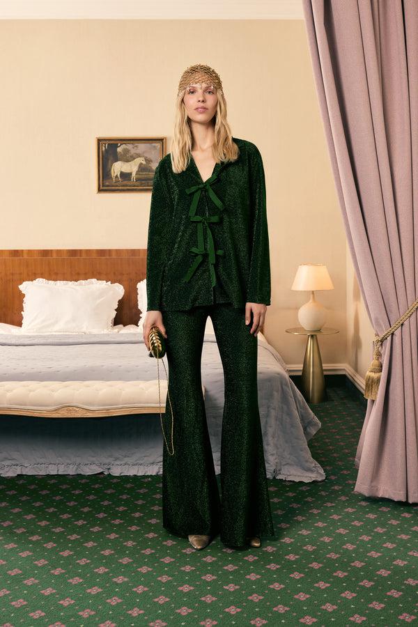 Sleeper Stardust Lurex Lounge Suit In Green