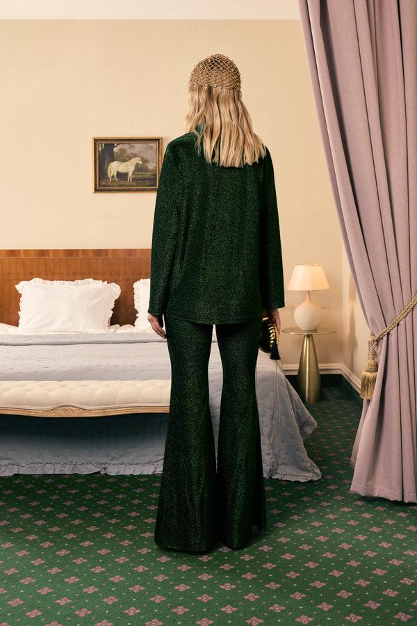 Sleeper Stardust Lurex Lounge Suit In Green