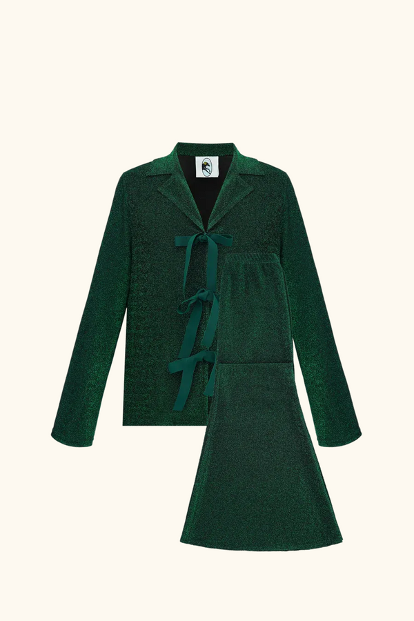 sleeper Stardust Lurex Lounge Suit in Green
