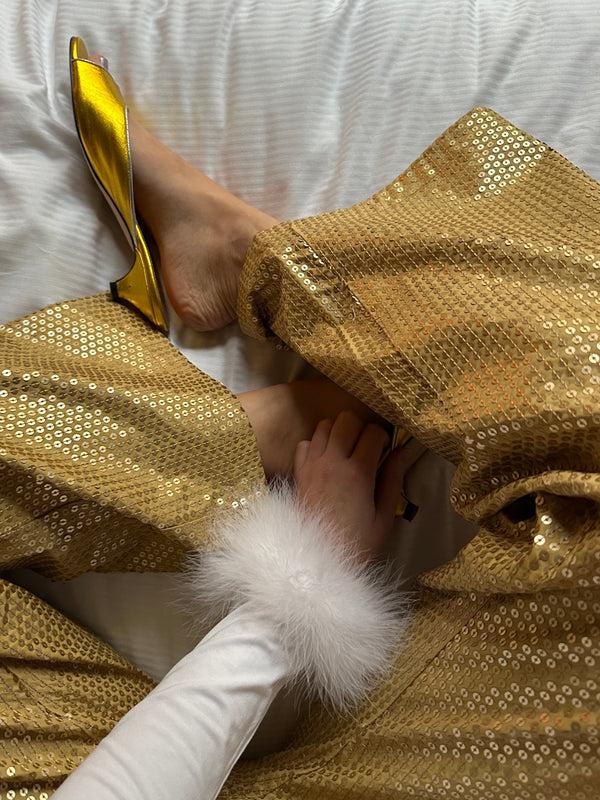 Sleeper Supernova Sequined Pants In Gold