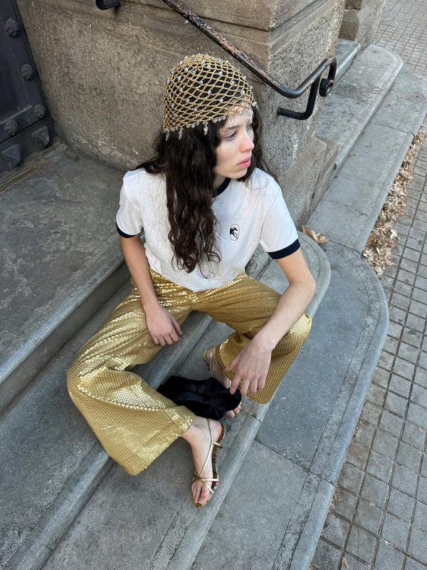 Sleeper Supernova Sequined Pants In Gold