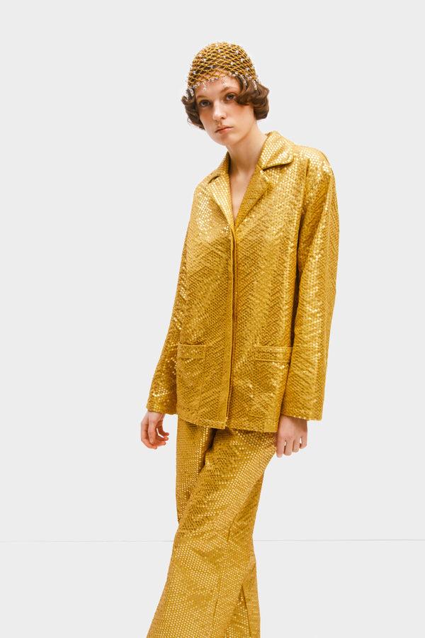 Sleeper Supernova Sequined Shirt In Gold