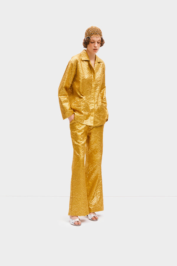 Sleeper Supernova Sequined Shirt In Gold