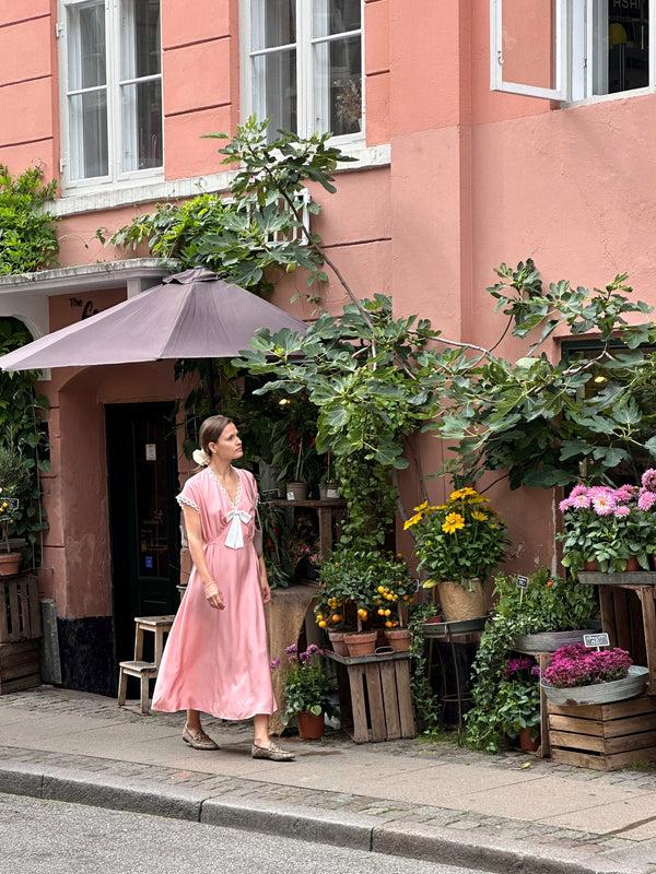 Sleeper The Bow Satin Midi Dress In Pink