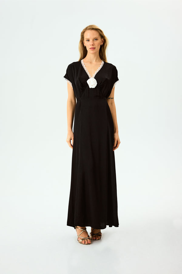 Sleeper The Genus Rosa Satin Dress In Black