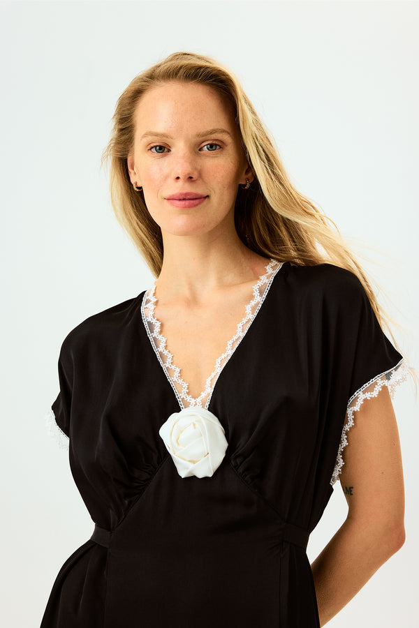 Sleeper The Genus Rosa Satin Dress In Black