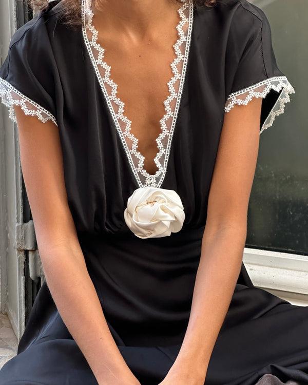 Sleeper The Genus Rosa Satin Dress In Black