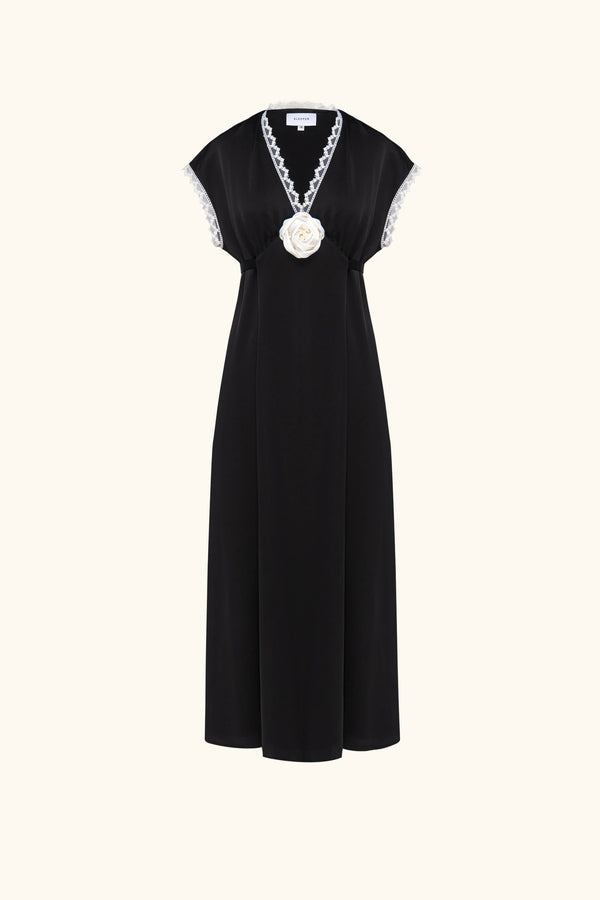 sleeper The Genus Rosa Satin Dress in Black