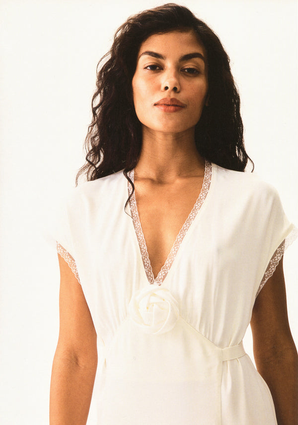 Sleeper The Genus Rosa Satin Dress In Milk