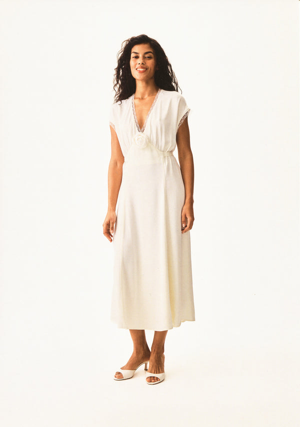 Sleeper The Genus Rosa Satin Dress In Milk