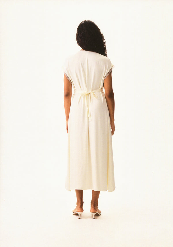 Sleeper The Genus Rosa Satin Dress In Milk