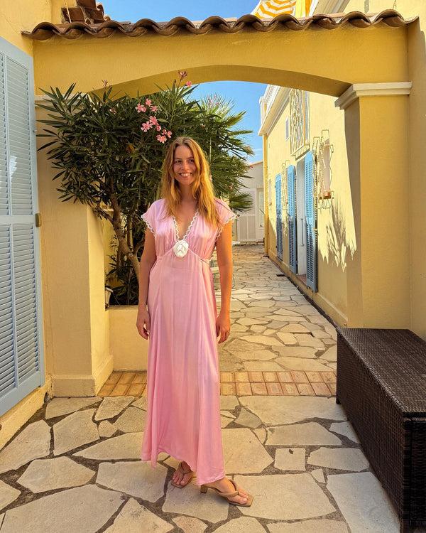 Sleeper The Genus Rosa Satin Dress In Pink