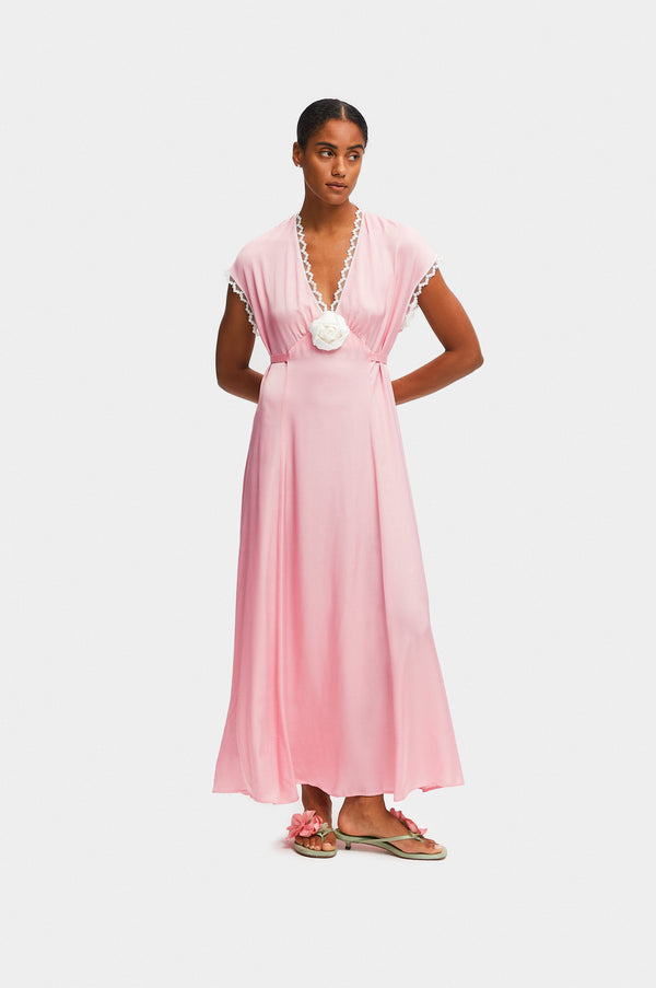 Sleeper The Genus Rosa Satin Dress In Pink
