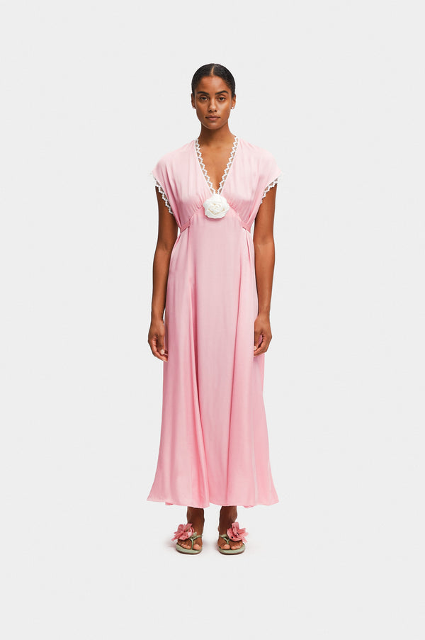 sleeper The Genus Rosa Satin Dress in Pink