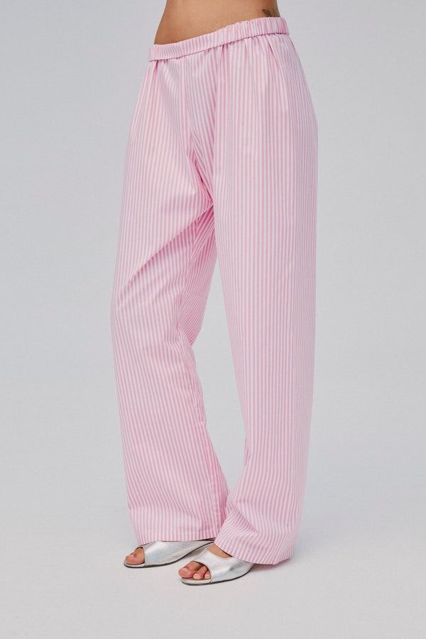 Sleeper The Rose Cotton Pajama Set In Pink Stripes