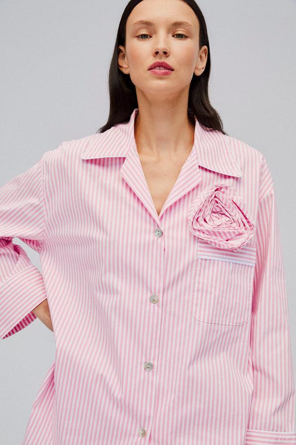 sleeper The Rose Cotton Pajama Set in Pink Stripes
