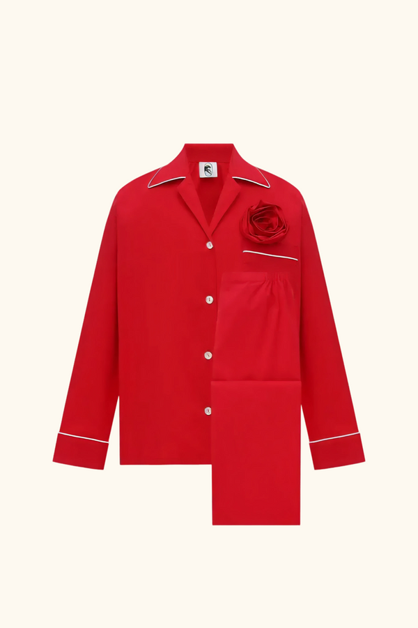 sleeper The Rose Cotton Pajama Set in Red