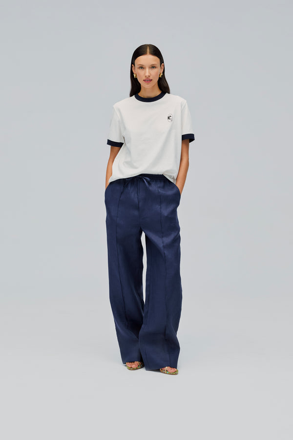 Sleeper Unisex Linen Pants In Navy