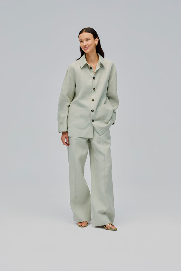 sleeper Unisex Linen Pants in Pistachio Green