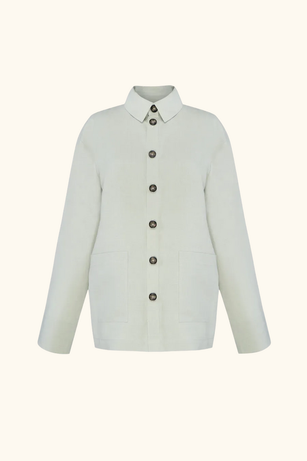 sleeper Unisex Linen Shirt in Pistachio Green