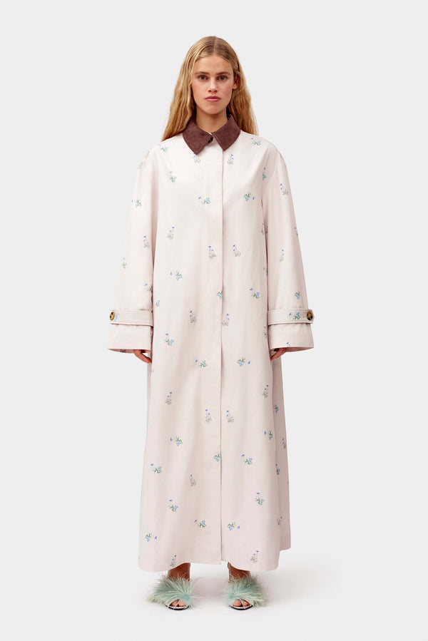 Sleeper Yason Flower Trench Coat In Beige