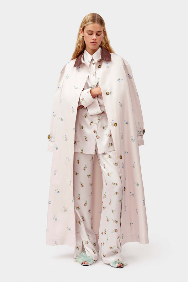 Sleeper Yason Flower Trench Coat In Beige