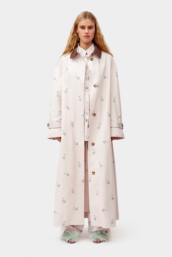 sleeper Yason Flower Trench Coat in Beige