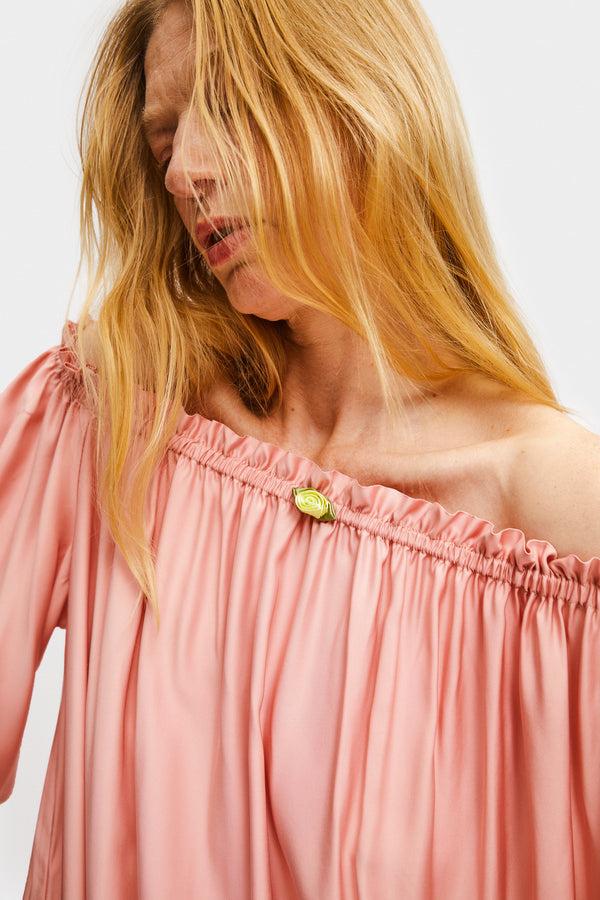 Sleeper Zephir Off-the-shoulder Maxi Dress In Pink