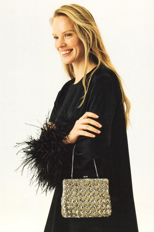 Sleeper Suzi Maxi Dress With Detachable Feathers In Black