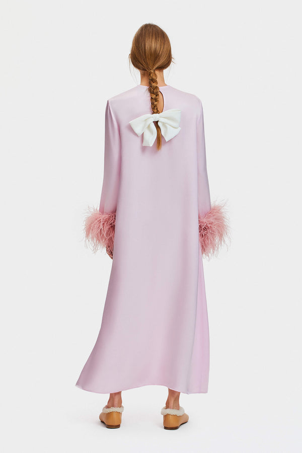 Sleeper Suzi Maxi Dress With Detachable Feathers In Pink