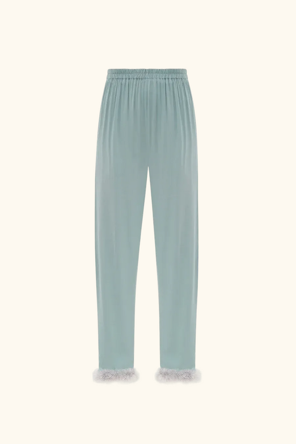 sleeper Venus in Love Pants with Detachable Feathers in Dove Blue