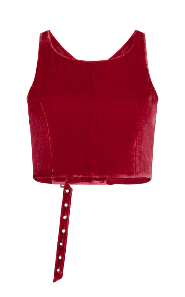 sleeping with jacques BON JACQUES VELVET TOP TANGO RED
